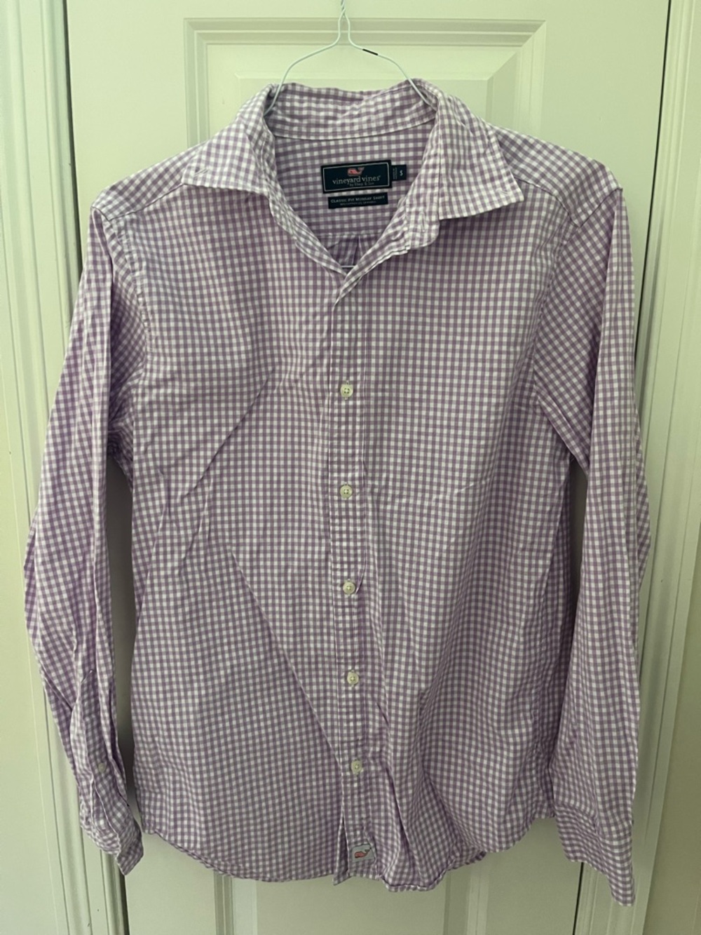 Vineyard Vines Men's Lavender Gingham Button-Down Shirt